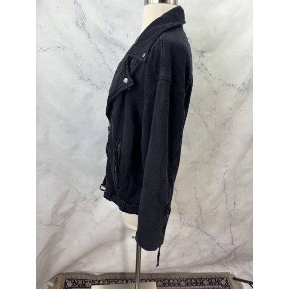 Free People Rebel Knit Moto Jacket XS zipup Black Grunge oversize We The Free - Picture 8 of 16